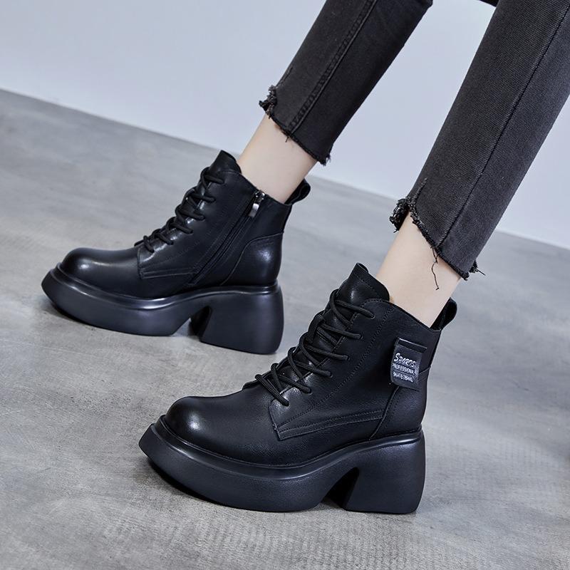 Кожаные ботинки Martin на толстой подошве, винтажные короткие ботинки 34 чёрный