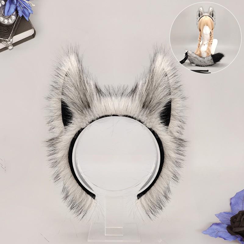 Halloween Werwolf Cosplay Set: Plüsch Wolfsohren Stirnband Schwanz Handschuhe Beinstulpen - 6-teiliges Kostümzubehör-Set