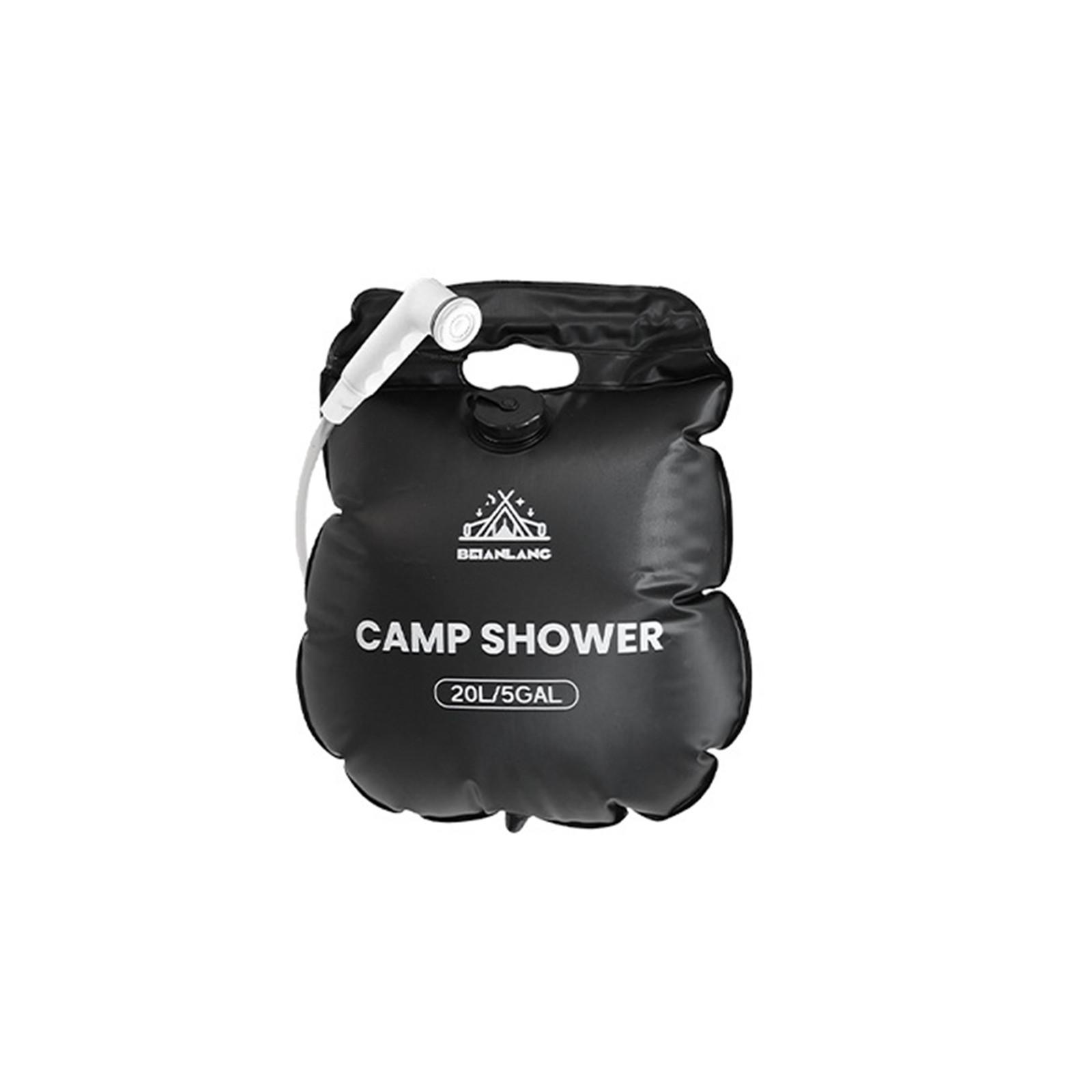 

Портативный солнечный походный душ, 5 галлонов/20 л складной контейнер для воды, черный One Size
