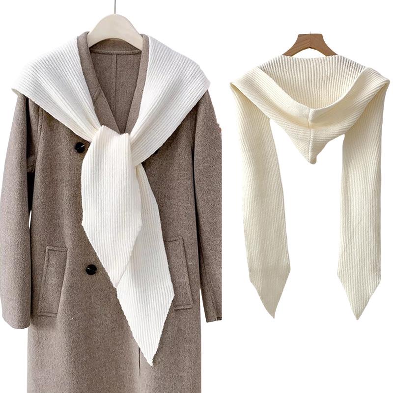 Women's Versatile Knitted Scarf-Hat Combo: Warm, Windproof Wool Shawl for Autumn and Winter