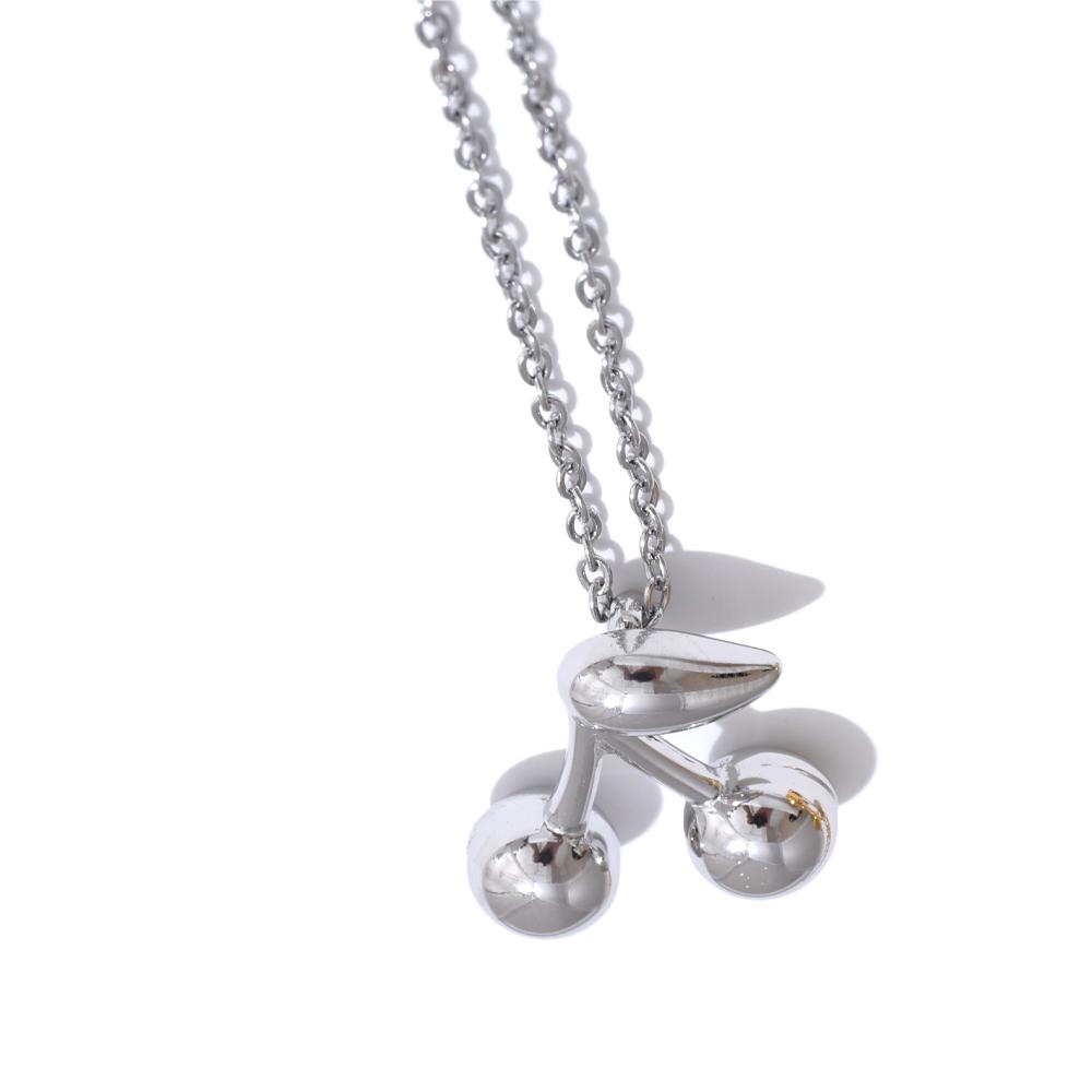 

Yhpup Hot Style 316L Stainless Steel Casting Metal Cherry Pendant Necklace Gold Silver Color Trendy Collar Jewelry Waterproof