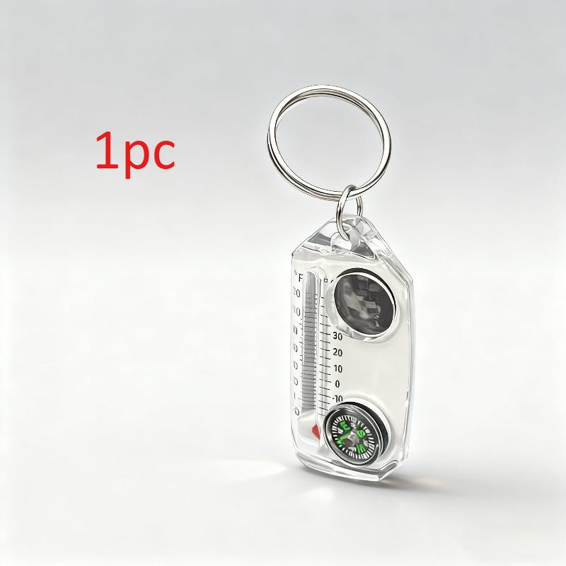 3-in-1 Keychain, Equipped with A Liquid Free Thermometer, Reliable Compass, and Magnifying Glass Suitable for Travel and Camping