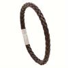 Braided Brown Leather Bracelet with Magnetic Clasp for Men Women