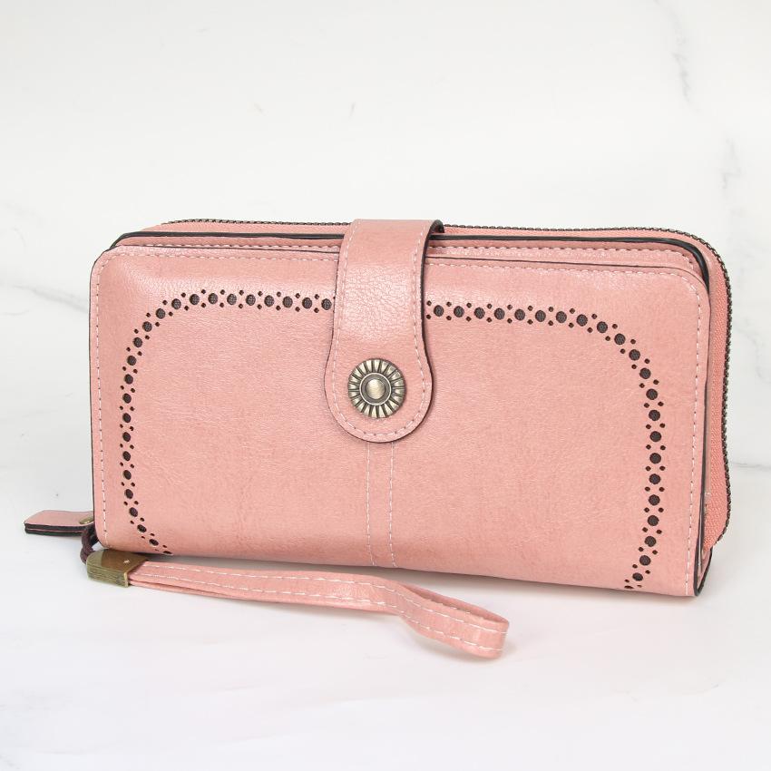 Women Long Wallet Large Capacity Hollow-Out Zipper Wallet Vintage Multi Card Holder Phone Purse Wristlet Clutch Lady Card Holder Coin Purse