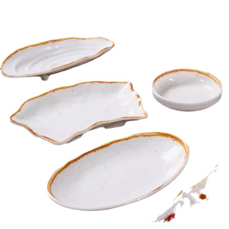 Melamine Dual-Compartment Dipping & Sauce Dish - Imitation Porcelain Tableware for Hot Pot & Barbecue