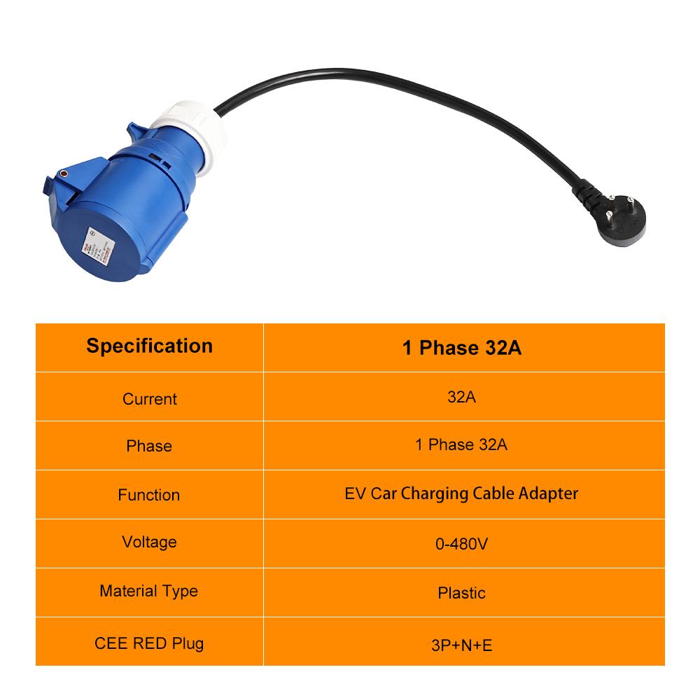 JDMEX CEE Female Plug For Portable EV Charger Schuko / Israel Plug Socket Adapter Connect with 16A/32A 1 / 3Phase 7KW /11KW