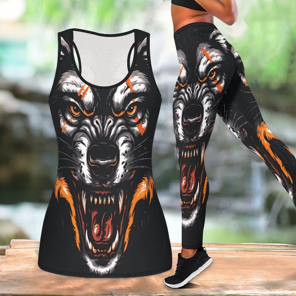 Animal  Pattern Print Yoga Outfit for Women Fashion Workout Leggings Fitness Sports Casual Yoga Set Sports Suit