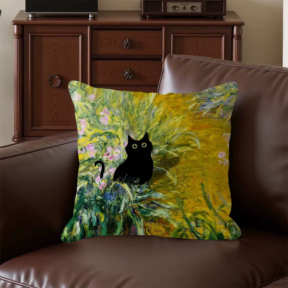 Claude Monet Classic Art Collection Cat Cushion Cover 30x50 Polyester Sofa Cushions Decorative Pillows Decoration Pillowcover