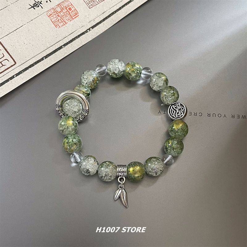 

Niche Style Mochuan Ancient Style Colored Glaze Handmade Girls Beaded Green