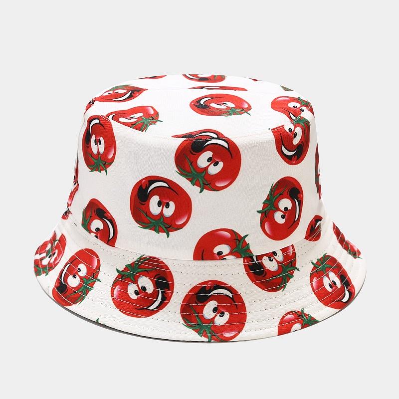 Sombrero de pescador con estampado creativo de vegetales para mujer, sombrero para el sol para exteriores, de verano, versátil
