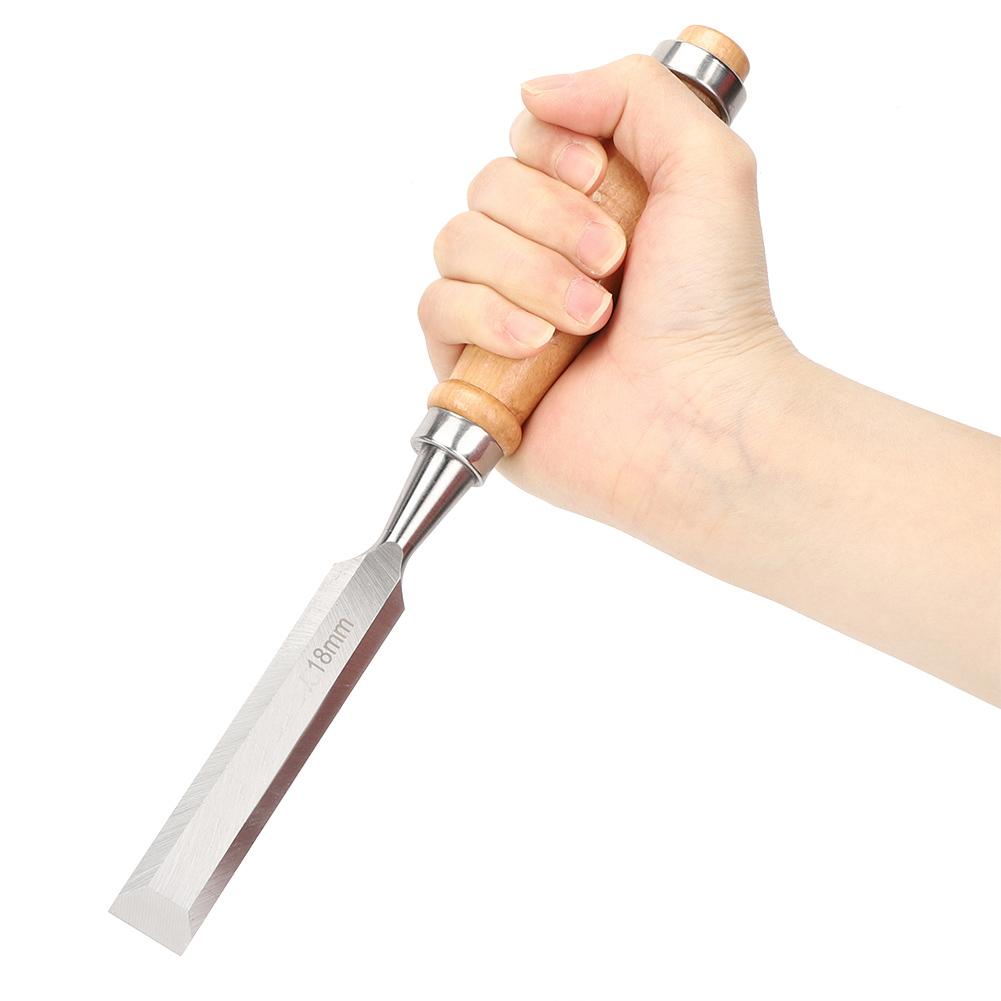 Flat Chisel Woodworking Accessory Wooden Handle Portable Industrial Supplies Cr V 18mm