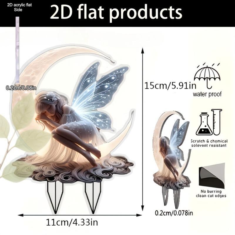 2D Flat Acrylic Moonlight Fairy Garden Stake Sign, Suitable for Wall Decoration, Porch, Room, Villa, Accents Home, Hallway, or Workplace - Rustic Farm