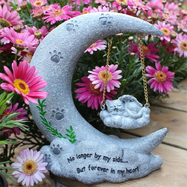 Pet Memorial Statue Dogs Cats TombstonesFigurine Resins Sculpture Garden Decors