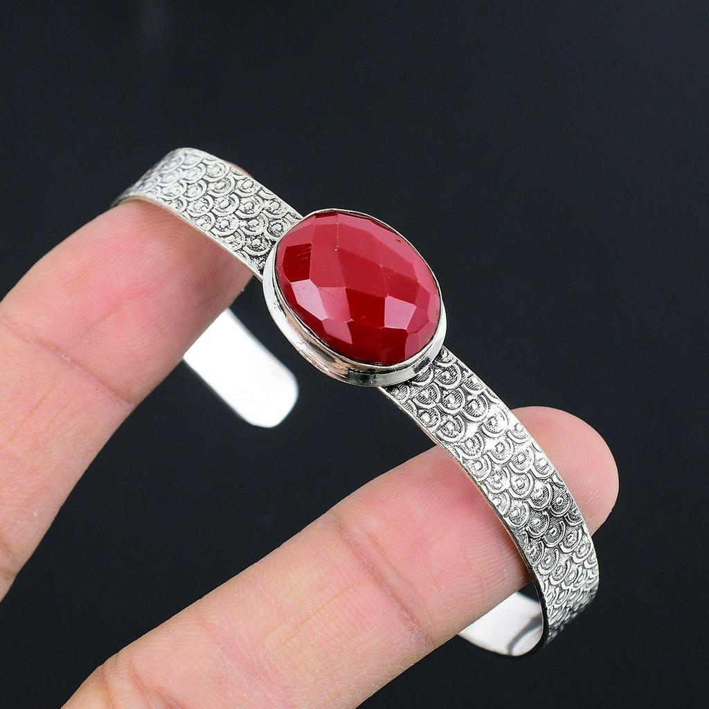 Friendship Day Sale Oval Italian Red Coral Stone Bangle Jewelry Sterling Silver