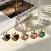 European Zircon Heart Pendant Necklace – Minimalist Luxury Titanium Steel Jewelry