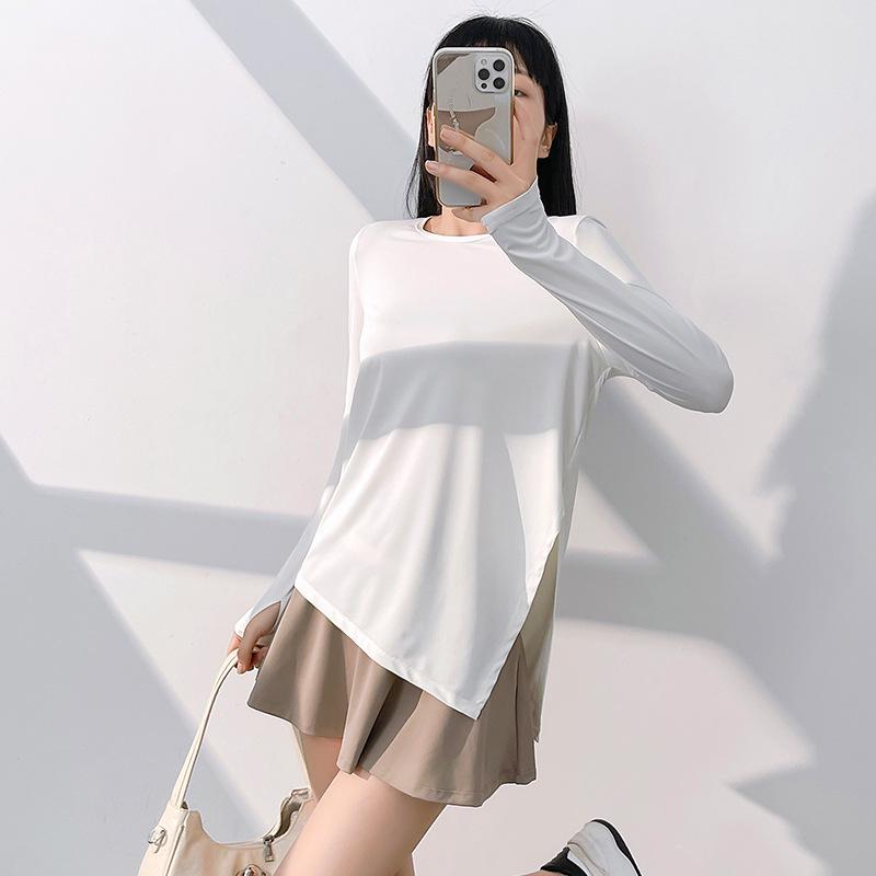 

Cool Breathable Ice Silk Long Sleeve Yoga Cover-up for Summer L