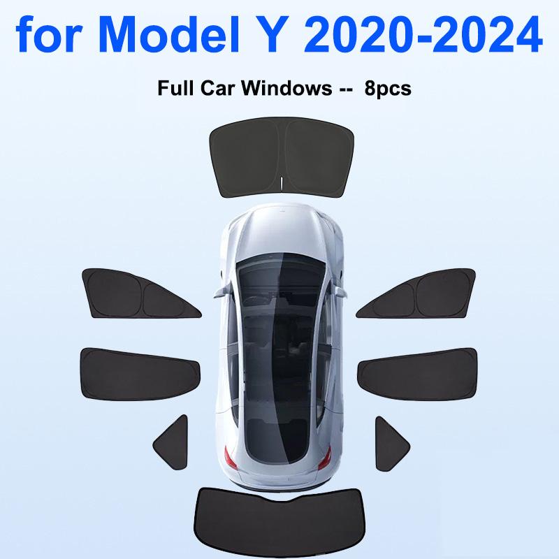 Sun Shade for Tesla Model Y Juniper 2025-2020 Car Windshield Sunshade Cover Front Side Window Privacy Blind Shading for Camping