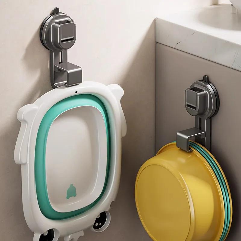 1PC Suction Cup Hook Wall Mounted Washbasin Storage Rack Multifunctional Hooks for Hanging Clothes Towel Basin Home Organizer