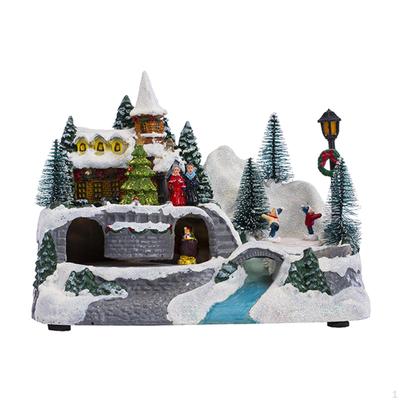 Snow Houses Villages Scenes LED Lights Glow Decorative Town Doll Miniature Resin Statue Decorations
