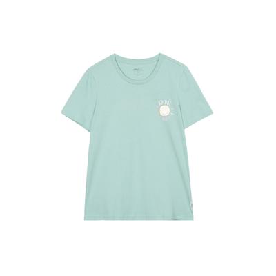 Neo Smiley Print Sports Round Neck T-Shirt Women Tops Green GP5785