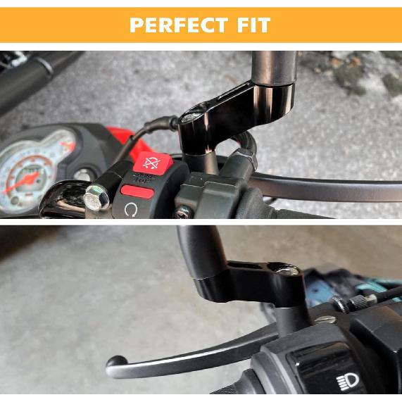 

NICECNC Black Universal 2PCS Threaded 10mm Stem Mirror Mount Risers Extenders Adapters(Right-Hand!) Compatible with Motorcycle,Dual