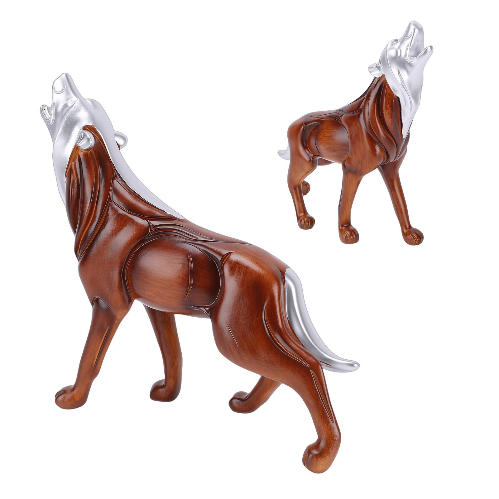 Статуя Воющего Волка Нордическая   Смоляная Фигурка Животного для Кабинета Настольное Украшение Имитация Древесной Текстуры