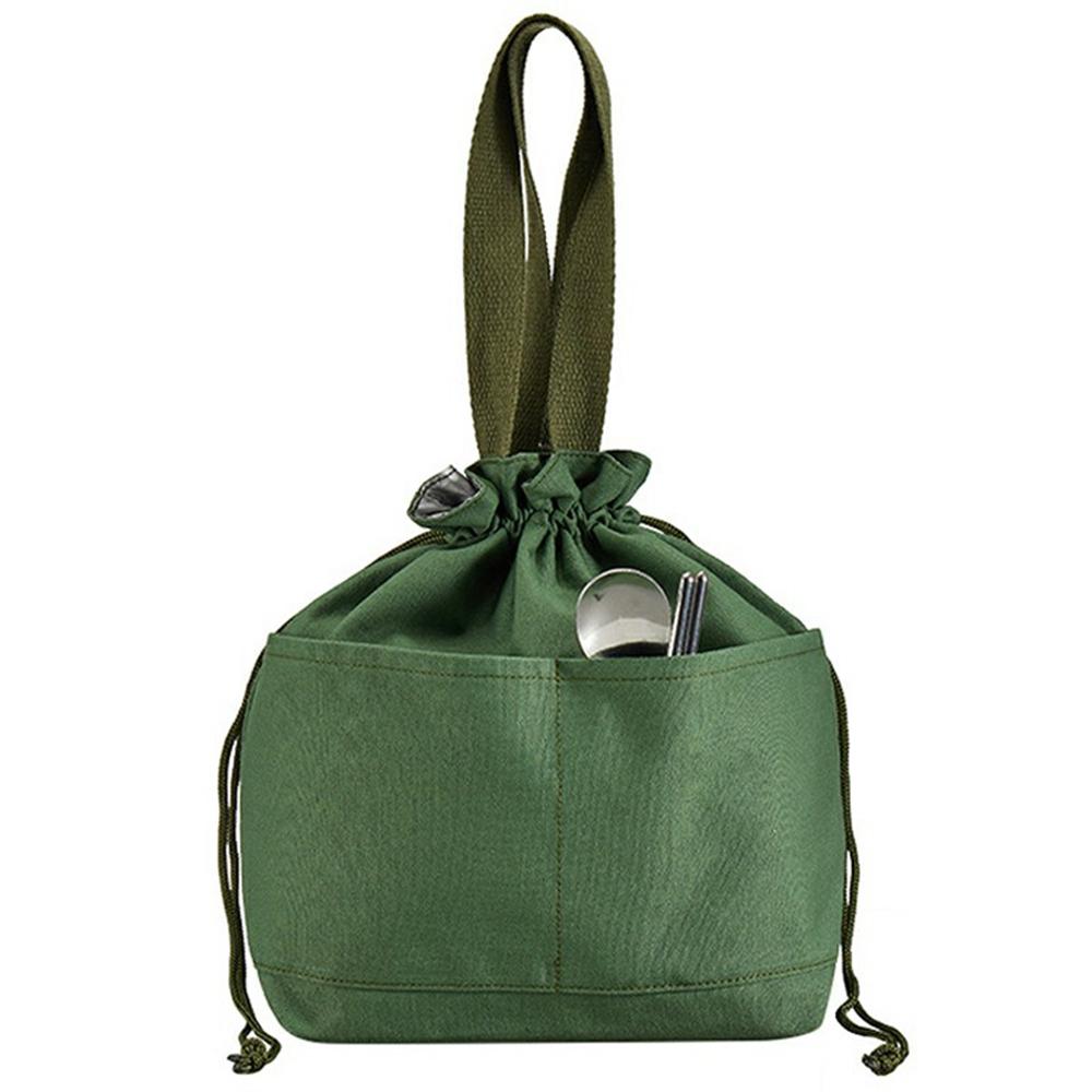Canvas Lunch Bag Drawstring Insulated Tote for Work Picnic Portable Meal Container Carrier