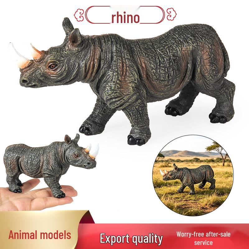 Realistic Wild Animal Models: Rhino, Hippo, Panda, Jaguar, Lion, Camel Cognitive Toys for Children