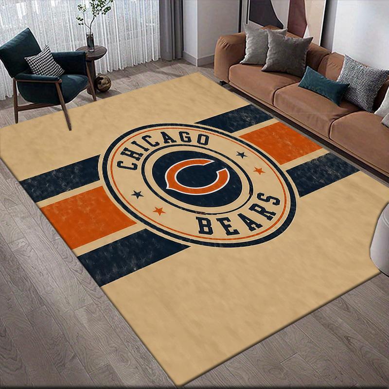 Tappeto Quadrato a Fantasia Flanella Chicago Bears, Tappeto da Area, Tappeto per Soggiorno Camera da Letto Divano Stanza dei Giochi Decorazione, Tappetino Antiscivolo