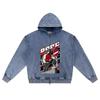 DTG print Knitted Denim Zip-Up Hoodie Dope Brother Print Zipper Hoodies  
