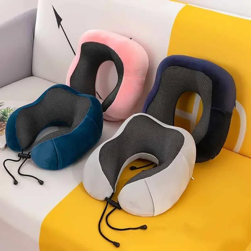 Almohadas de espuma con memoria en forma de U para el cuello, almohada de viaje suave, almohada de masaje para el cuello, almohada de avión para dormir, ropa de cama para el cuidado de la salud Cervical