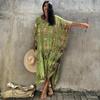 European & American Tie-dye Rayon Beach Dress: Loose, Long Seaside Vacation Robe & Bikini Cover-up with Sunscreen Shirt for Women