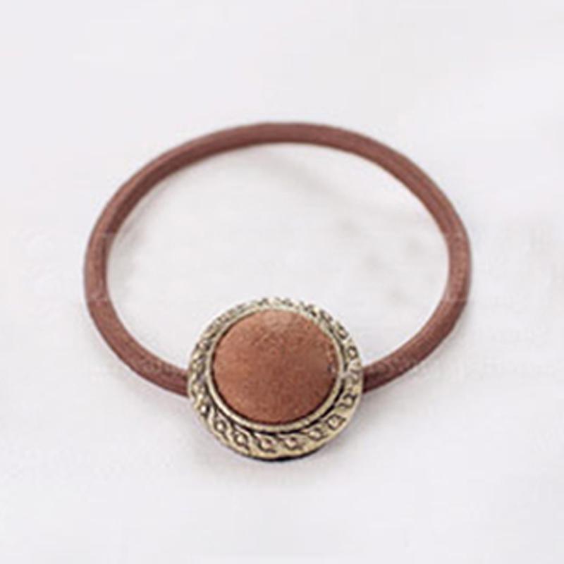 

Резиновая эластичная повязка для волос в форме пуговиц для женщин и девочек, держатель для пучка, веревка для волос, аксессуары для волос темно-коричневого