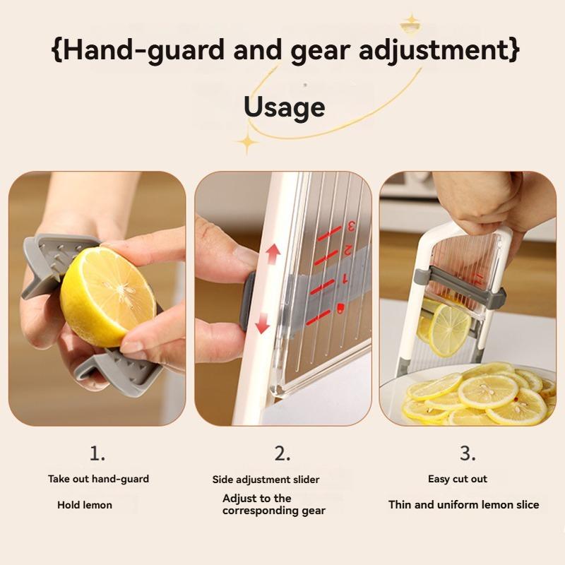 Handheld Vegetable Slicer Adjustable Thickness Lemon Cucumber Slicer Stainless Steel Blade Fruit Cutter Chopper Kitchen Gadget