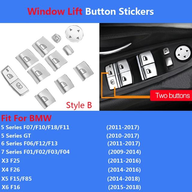 Chrome Button Stickers Cover Trim For BMW 5 6 7 Series X3 X4 X5 X6 F10 F07 F11 F01 F02 F06 F12 F25 Interior Hanbrake Accessories