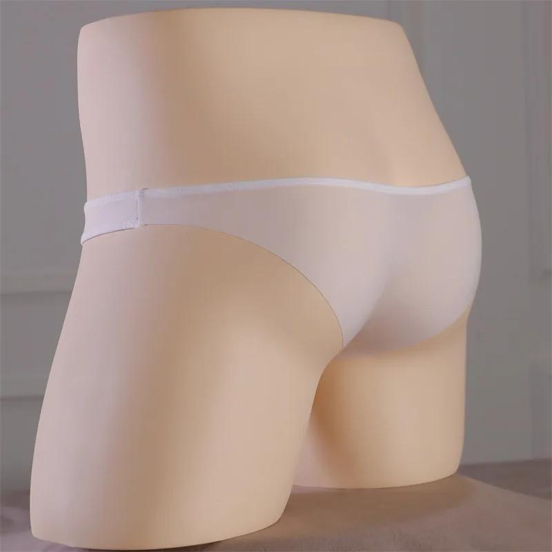 Mini-Beutel Unterwäsche Herren Sexy Eis-Seide Nahtlose Slips Atmungsaktiv Glatte Slips Weiche Mikro-Bikini-Slips Durchsichtige Unterhosen