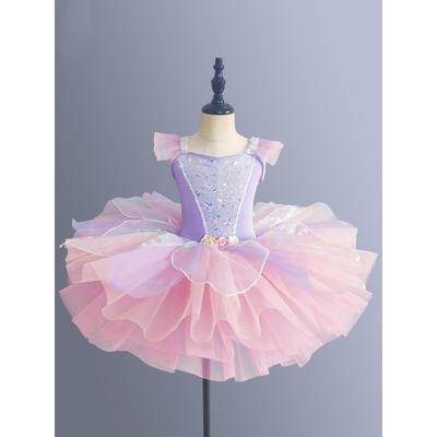 Toddler Sequined Ballet Tutu Dress Girls JazzCostumes Children Ballerinas Tutu Outfits Kids Ballroom Dance Clothes
