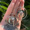 Gothic Sliver Color Large Circle Moon Crow Bird Pointed Mouth Skull Dangle Earrings for Women Men Hallowmas Party Jewelry Gifts