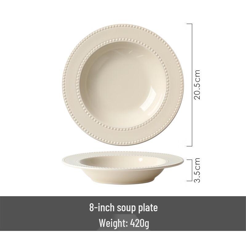WUHE Ceramic Pearl Dot 8-inch Deep Plates - Set of 5