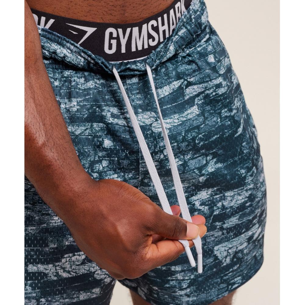 Gymshark Lifting Mesh 5  Shorts Smoke Blue A4b7v Udxn