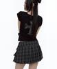 Rough Neck Tartan Check Tweed Skirt Black
