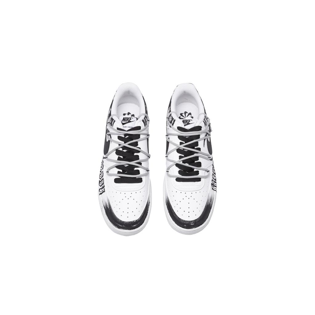 Nike Court Vision 1 Cavalerul Lunii Rezistente la Alunecare Rezistente la Abraziune Pantofi de Skateboard Joși Bărbați Negru Alb DH2987-101(Echipa348-)
