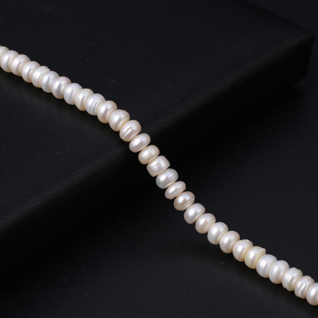 1String, White Natural Freshwater Pearls, Handmade Rondelle Pearl Beads for Jewelry Making DIY Necklaces, Bracelets Crafts (Beads 5-6mm, Length 36cm)