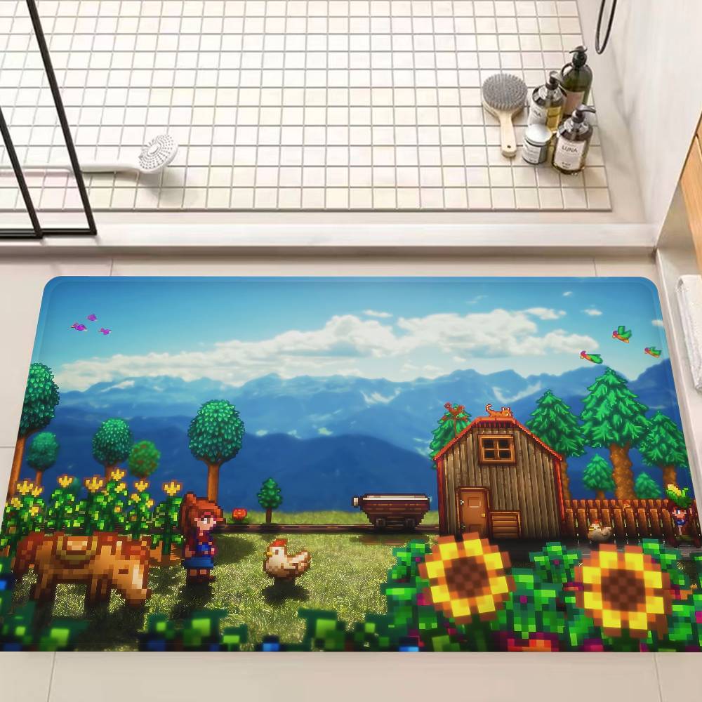 Farming Game S-Stardew V-Valley Entrance Door Mat Washable Non-Slip Living Room Sofa Chairs Area Mat Kitchen Welcome Doormat