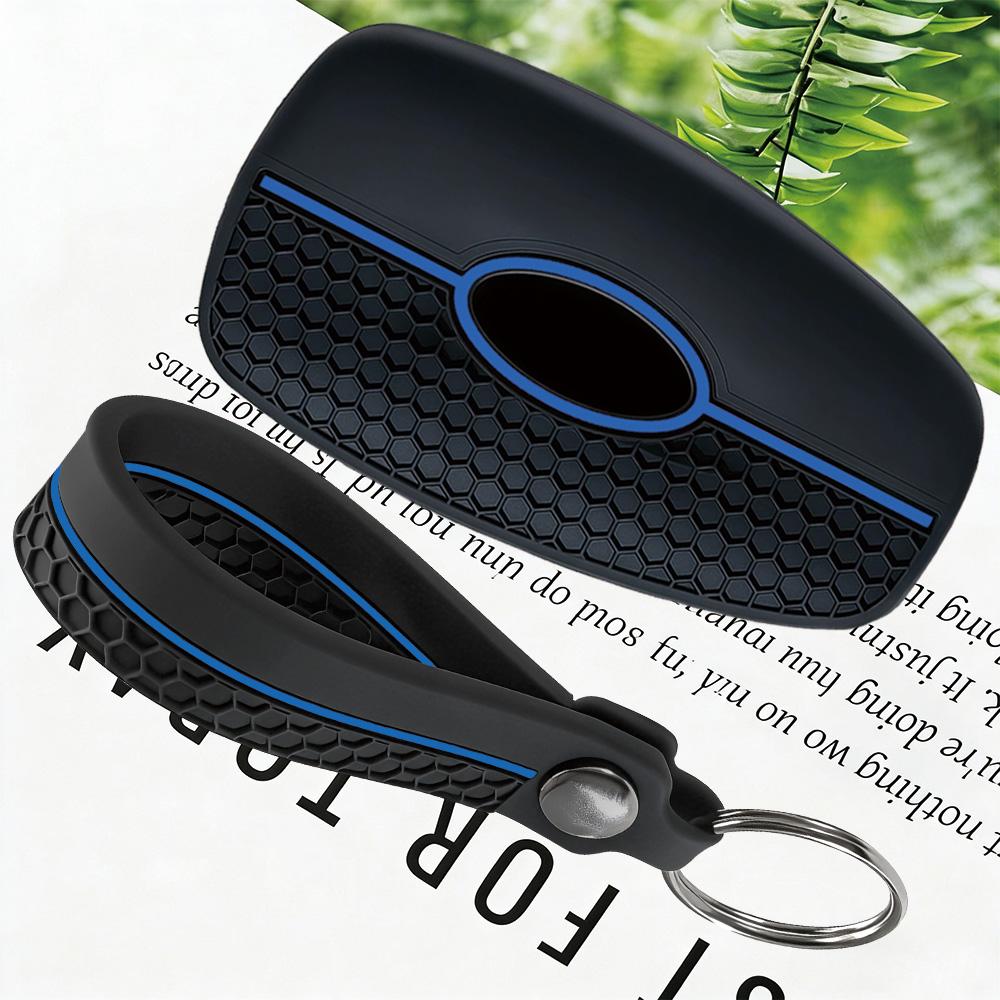 Premium Silicone Car Key Case Cover With Keychain-For Ford Ranger C-Max S-Max Focus MK3 Galaxy Mondeo Transit Tourneo