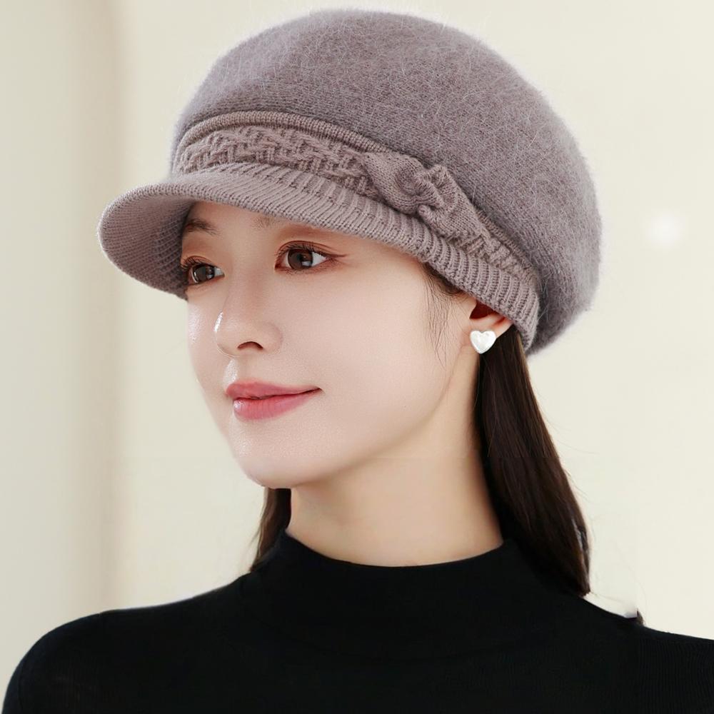 

Новая Женская Мода Зимняя Теплая Шапка Плюшевая Меховая Подкладка Теплые Шапки Для Женщин Повседневная Кроличья Шерсть Уличная Вязаная Шапка 56cm-60cm хаки