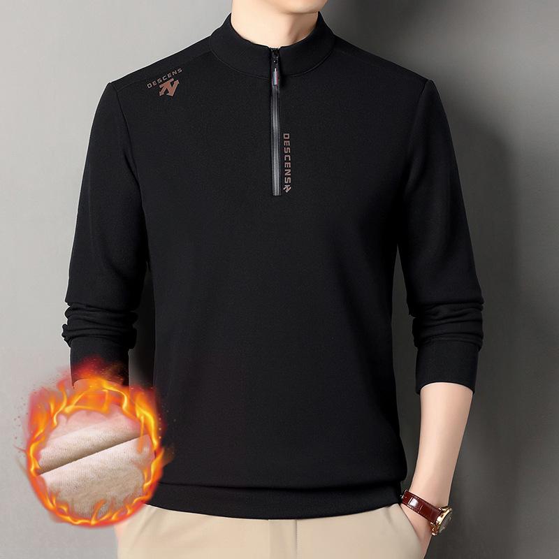 

Men s Autumn/Winter Stand Collar Mulberry Silk Fleece-Lined Hoodie 190/4XL (185-200 lbs) чорний
