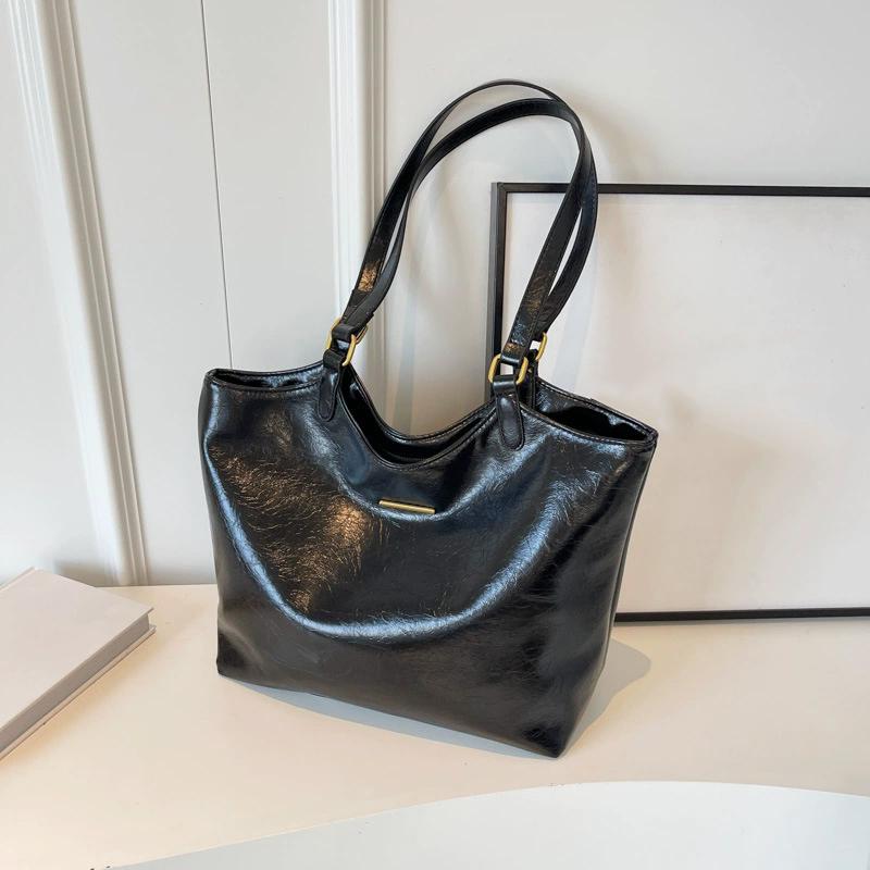 

Дизайнерские наплечные сумки для женщин, большая вместительная сумка-тоут, зимняя винтажная однотонная сумка на молнии для путешествий, ретро-сумка, кошелек 40x13x28cm чёрный