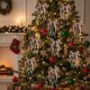 12Pcs/Set Creative Christmas Bow Decoration Ribbon Elegant Christmas Tree Topper Handmade DIY Bowknot Pearl Hanging Pendant