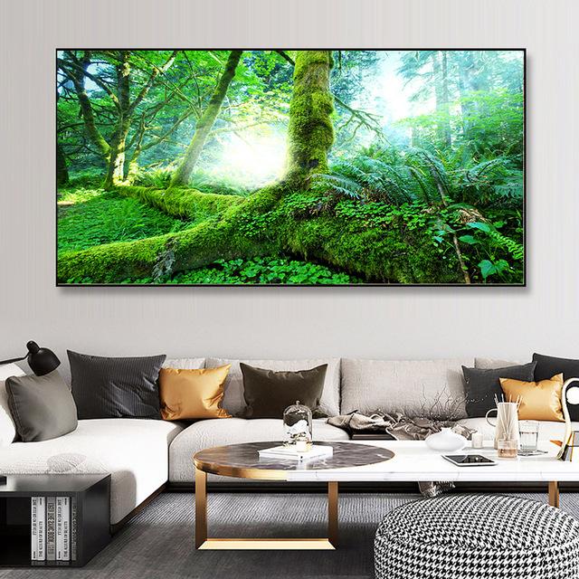 Sunrise Forest Obraz na plátně Moderní přírodní krajina Plakáty a obrazy Nástěnné umělecké obrazy do obývacího pokoje Home Decor Bez rámu